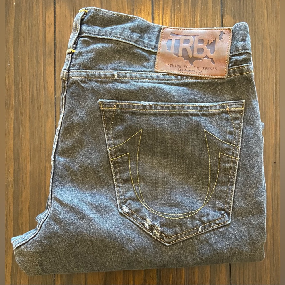🔵 MENS TRUE RELIGION BOBBY - GRAY - SIZE 36 x 32 - EXCELLENT CONDITION 🔵